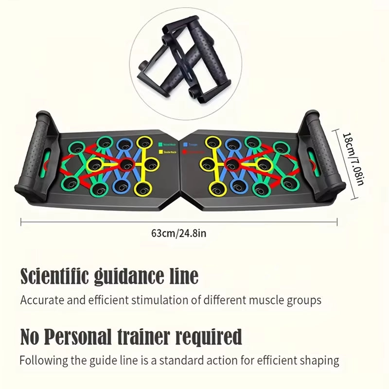 -ABLP Portable Folding Push-Up Board, Multi-Functional Anti-Slip Mat with Handle, Home Fitness Exercise for Chest