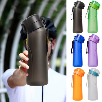 Flavored Water Bottle with 7 Flavour Pods Air Water up Bottle Frosted Black 650Ml Air Starter up Set Water Cup for Camping Sport