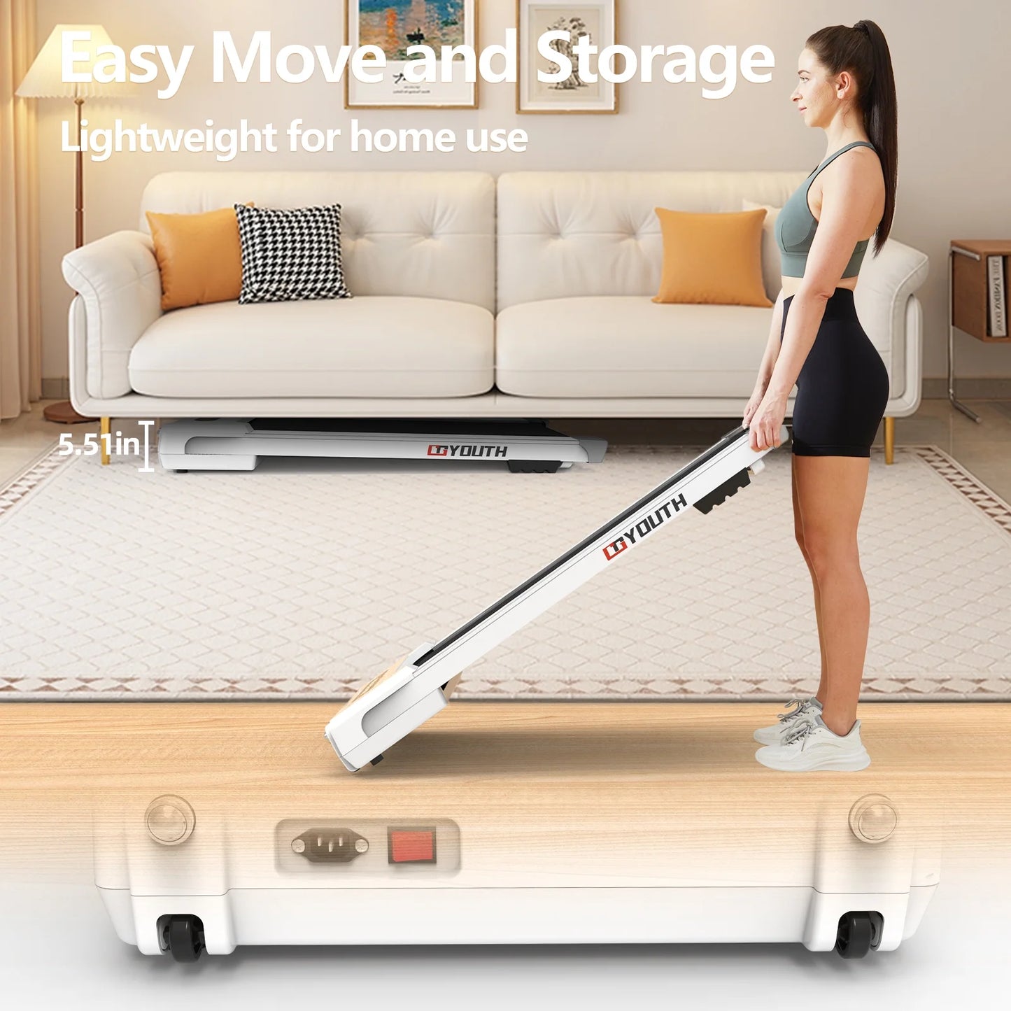 Walking Pad, under Desk Treadmill 300 Lbs Weight Capacity, Compact Treadmills for Home Office 0.5-6 Kph