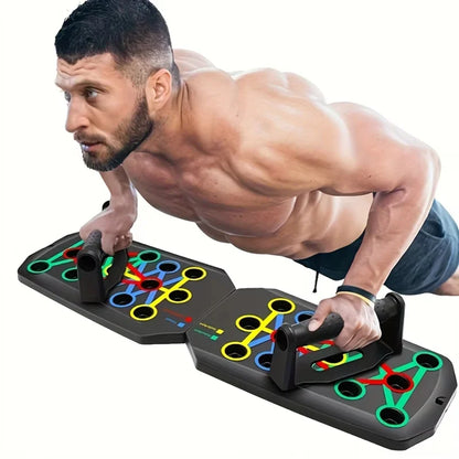 -ABLP Portable Folding Push-Up Board, Multi-Functional Anti-Slip Mat with Handle, Home Fitness Exercise for Chest