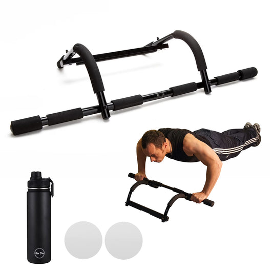 Ben Din Pull up Bar with Water Bottle and Silicon Pads, Black