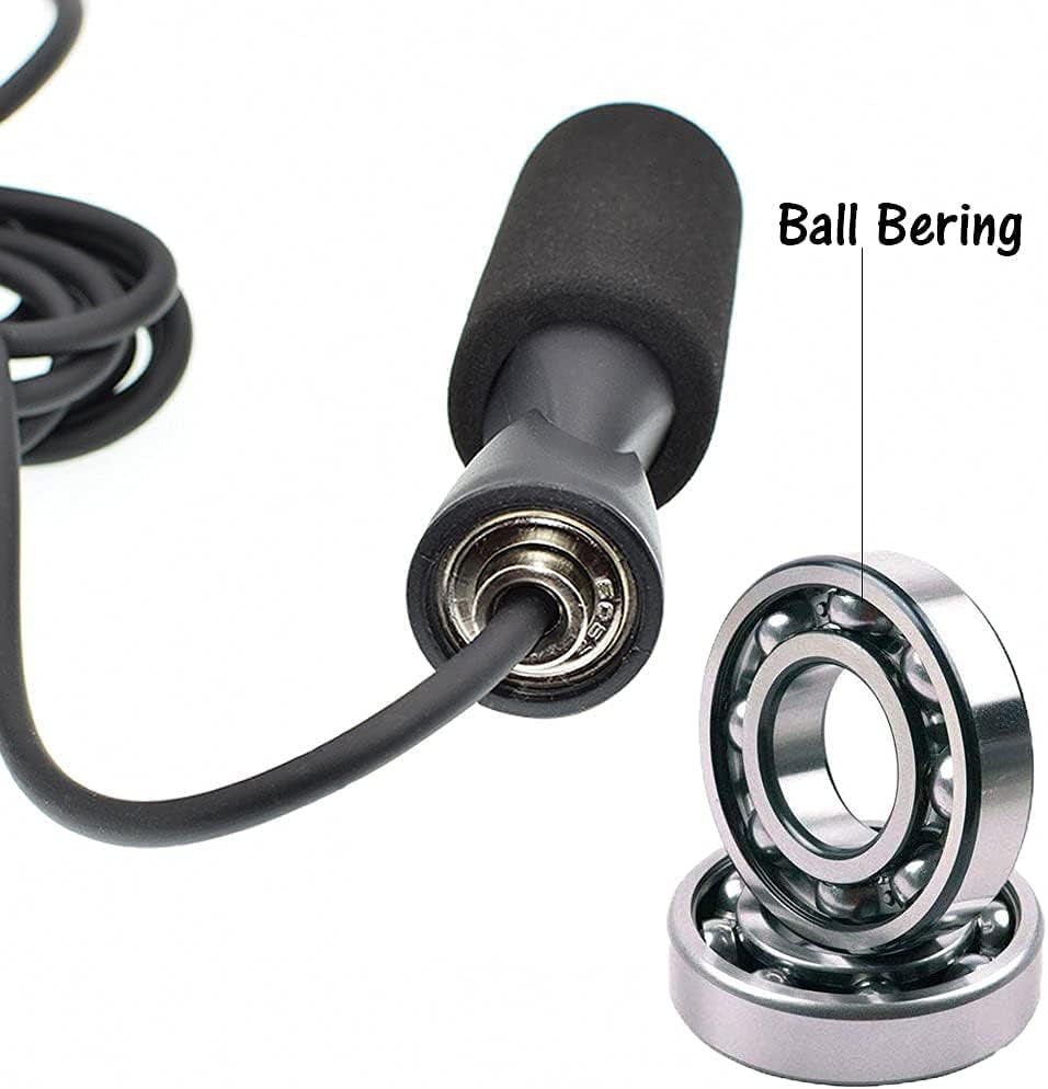 Jump Rope Ball Bearing Tangle-Free Skipping Rope, Speed Jump Rope Adjustable Durable Fitness Workout Exercise, PVC Rope for Men Women, Black
