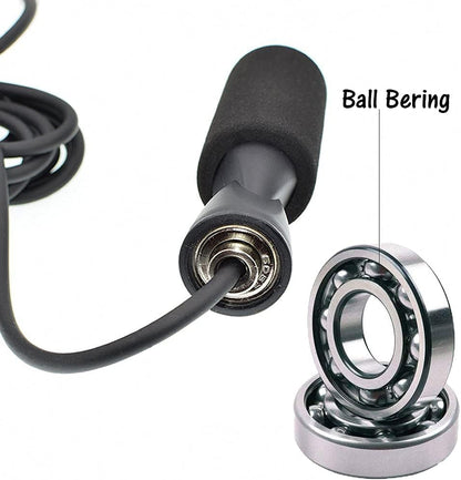 Jump Rope Ball Bearing Tangle-Free Skipping Rope, Speed Jump Rope Adjustable Durable Fitness Workout Exercise, PVC Rope for Men Women, Black