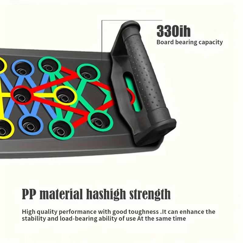 -ABLP Portable Folding Push-Up Board, Multi-Functional Anti-Slip Mat with Handle, Home Fitness Exercise for Chest