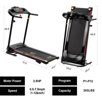 2.5HP Folding Treadmills for Home with Bluetooth & Incline, Portable Running Machine Electric Compact Treadmills Foldable for Exercise Home Gym Fitness Walking Jogging