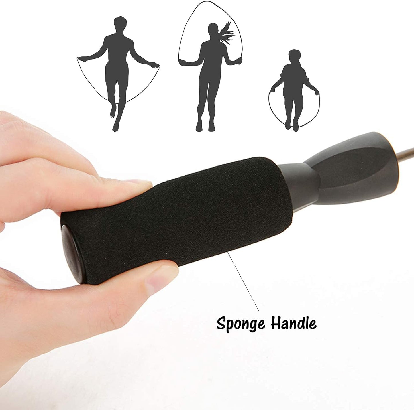 Jump Rope Ball Bearing Tangle-Free Skipping Rope, Speed Jump Rope Adjustable Durable Fitness Workout Exercise, PVC Rope for Men Women, Black