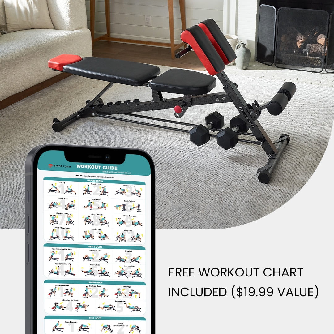 Multi-Functional FID Weight Bench for Full All-In-One Body Workout – Hyper Back Extension, Roman Chair, Adjustable Ab Sit up Bench, Incline Decline Bench, Flat Bench