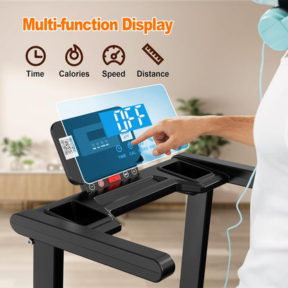 Foldable Treadmill for Home, 2.5HP Quiet Brushless Motor, 300 LB Capacity, Smart Fitshow App Control, Small Treadmills for Small Spaces W/Handles, Shock Absorption, LCD Display