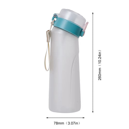 Flavored Water Bottle with 7 Flavour Pods Air Water up Bottle Frosted Black 650Ml Air Starter up Set Water Cup for Camping Sport