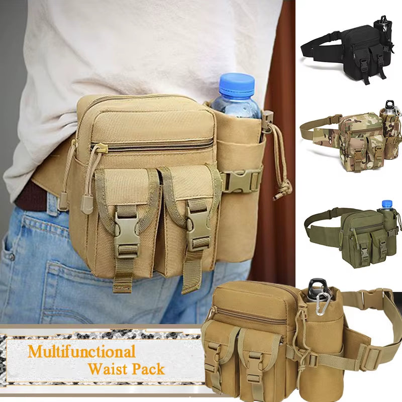 Outdoor Tactical Waist Pack Nylon Hiking Phone Water Bottle Pouch Sport Tool Equipment Package Hunting Climbing Camping Belt Bag